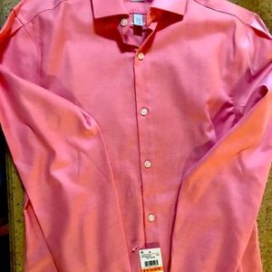 New Perry Ellis Portfolio Tea Rose Dress Shirt LS.